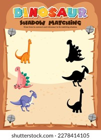 Dinosaur Shadow Matching Game Template illustration