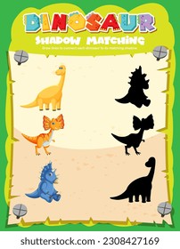 Dinosaur Shadow Matching Game Template illustration