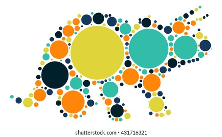 dinosaur shape vector design by color point