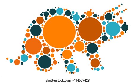 dinosaur shape vector design by color point