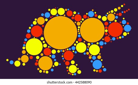 dinosaur shape vector design by color point