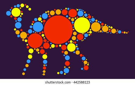 dinosaur shape vector design by color point
