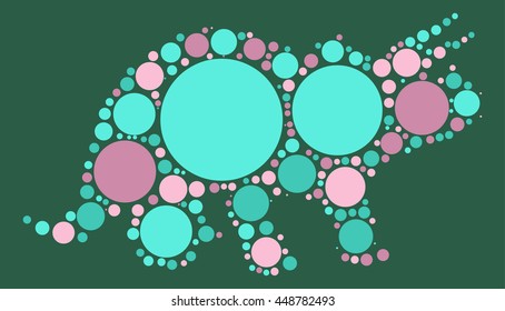 dinosaur shape vector design by color point