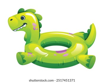 Dinosaur shaped inflatable pool float. Vector cartoon illustration