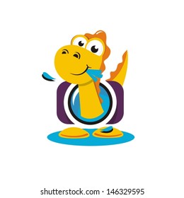 Dinosaur sign: funny, photographer, feathers, tail, feet. Vector Illustration.
Branding Identity Corporate vector logo design template Isolated on a white background