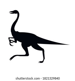 Dinosaur silhouette of black color on a white background, vector illustration
