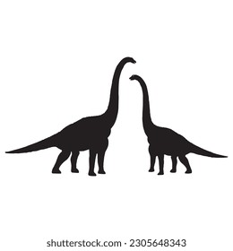 dinosaur silhouette black isolated with white background