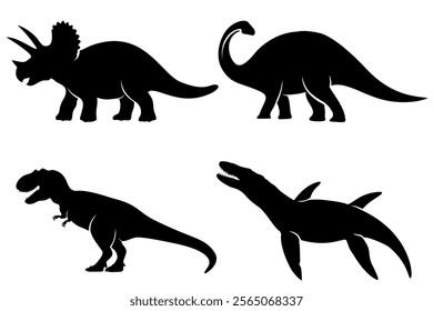 Dinosaur silhouette collection illustration by hand drawn.