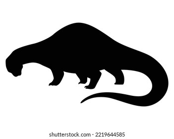 Dinosaur silhouette. Dino monsters icon. Shape of real animal. Sketch of prehistoric reptile. Vector illustration isolated on white. Hand drawn sketch