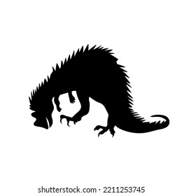 Dinosaur silhouette. Dinosaurs and Jurassic dino monsters icons. Vector silhouette of triceratops or T-rex, brontosaurus and stegosaurus, ceratosaurus and parasaurolophus reptile.