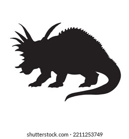 Dinosaur silhouette. Dinosaurs and Jurassic dino monsters icons. Vector silhouette of triceratops or T-rex, brontosaurus and stegosaurus, ceratosaurus and parasaurolophus reptile.