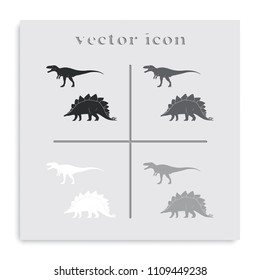 Dinosaur silhouette flat black and white vector icon.