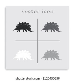 Dinosaur silhouette flat black and white vector icon.