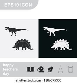 Dinosaur silhouette flat black and white vector icon.