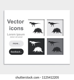 Dinosaur silhouette flat placed on web page template vector icon.