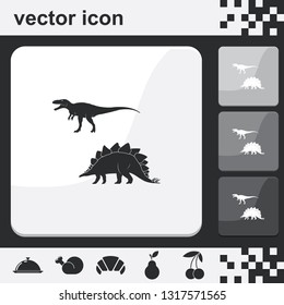 Dinosaur silhouette flat set of buttons vector icon.