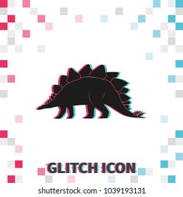 Dinosaur silhouette  glitch effect vector icon.