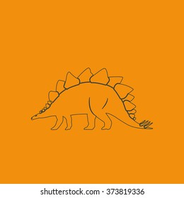 Dinosaur silhouette icon. Flat illustration. 