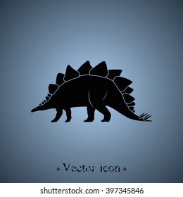 Dinosaur silhouette icon. Flat illustration. 
