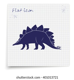 Dinosaur silhouette icon. Flat illustration. 