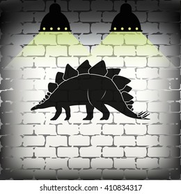 Dinosaur silhouette icon. Flat illustration. 