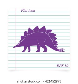 Dinosaur silhouette icon. Flat illustration. 