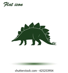 Dinosaur silhouette icon. Flat illustration. 