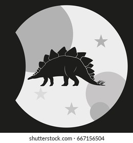 Dinosaur silhouette icon. Flat illustration. 