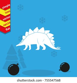 Dinosaur silhouette icon. Flat illustration. 