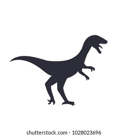 dinosaur silhouette isolated on white, velociraptor