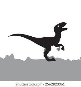 Dinosaur silhouette isolated on white background.