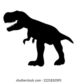 Dinosaur silhouette isolated vector illustration. Simple black image of prehistoric extinct Jurassic animal. Abstract monster with grin