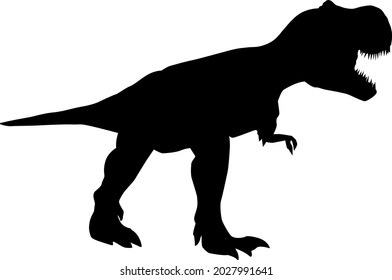 Dinosaur. The silhouette of a large dinosaur and the most terrible and evil. Collection of Jurassic animals. Black and white illustration of dinosaurs for children.