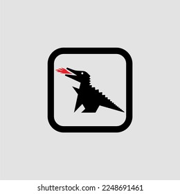 Dinosaur silhouette logo in box shield