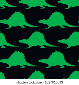 dinosaur silhouette, seamless pattern, vector illustration