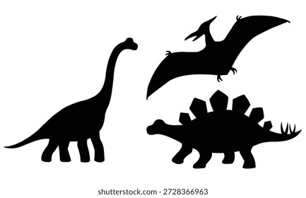 dinosaur silhouette set vector illustration on white background for graphics use.