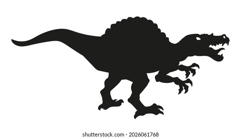 Dinosaur silhouette. Spinosaurus black silhouette. Vector illustration isolated on white background