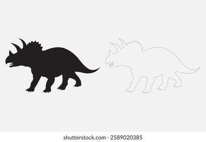 Dinosaur silhouette vector art Illustration Isolated on white background
