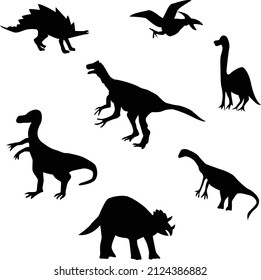Dinosaur silhouette vector bundle graphics 