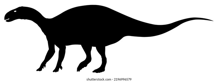 Dinosaur silhouette vector graphic iguanodon black cut file isolated on white background