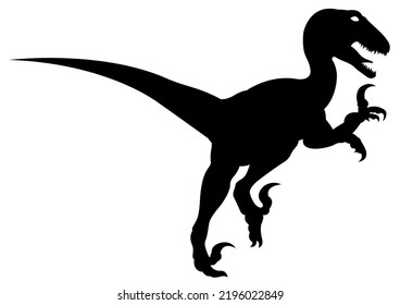 Dinosaur silhouette vector graphic Utahraptor black cut file isolated on white background