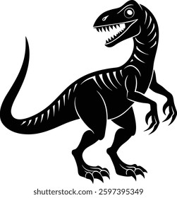 dinosaur silhouette vector illustration , dinosaur black and white icon design 