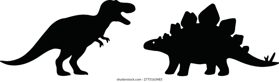 Dinosaur silhouette vector set isolated on white background
Prehistoric dinosaur collection vector illustration
T rex dinosaur black silhouette side view vector
Cartoon dinosaur vector illustration for kids