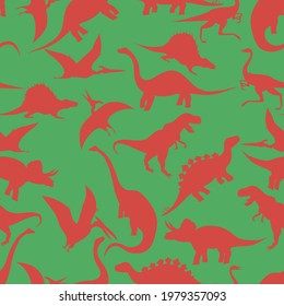 Dinosaur silhouettes drawing, seamless pattern
