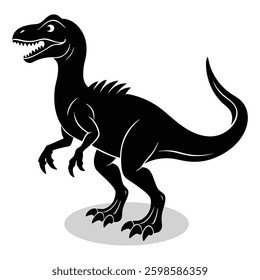 Dinosaur silhouettes and icons. Black flat color Dinosaur animal vector and illustration.