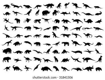 Dinosaur silhouettes isolated on white. Vector illustration.