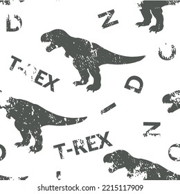Dinosaur silhouettes seamless pattern. Urban pattern. Pattern with abstract t-rex symbols, design elements. Can be used for invitations, greeting cards, scrapbooking, print, textile, manufacturing.