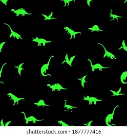 dinosaur silhouettes, seamless pattern, vector illustration