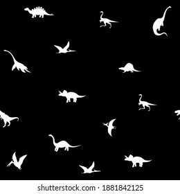 dinosaur silhouettes, seamless pattern, vector illustration