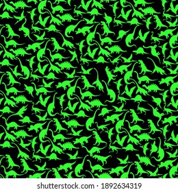 dinosaur silhouettes seamless pattern, vector illustration
